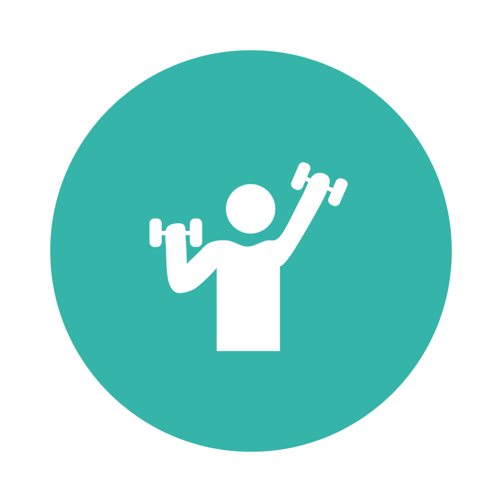 Icon of a person lifting weights.